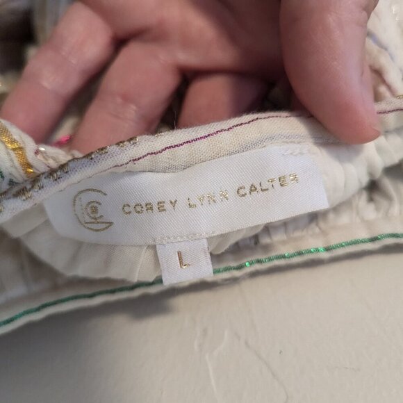 Anthropologie Corey Lynn Calter Willa Halter Style Tank Top Stripe Tassel Large - Picture 7 of 8